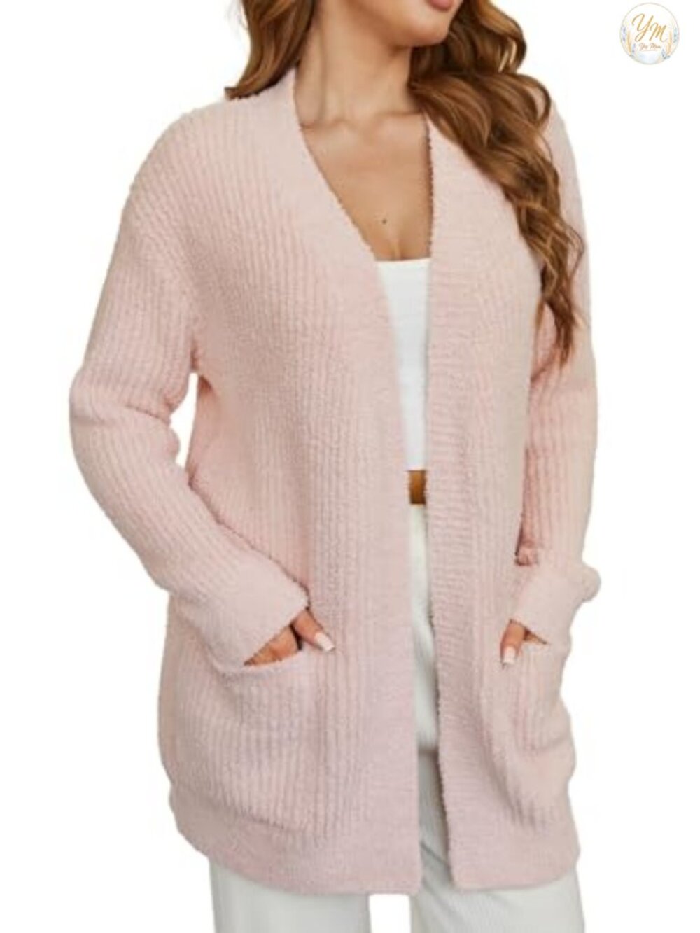 Microfiber Cardigan Sweater with Pockets Long Sleeve Open Front